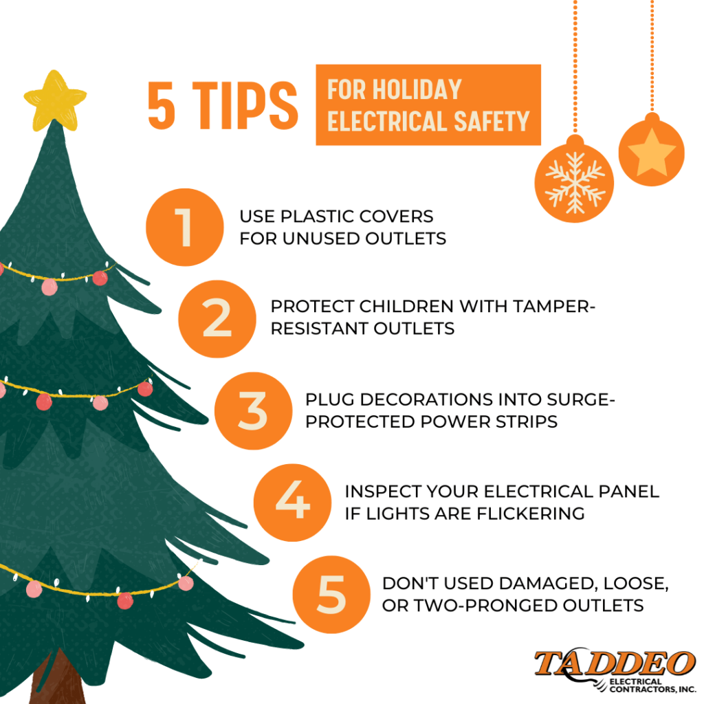 graphic listing 5 tips for holiday electrical safety