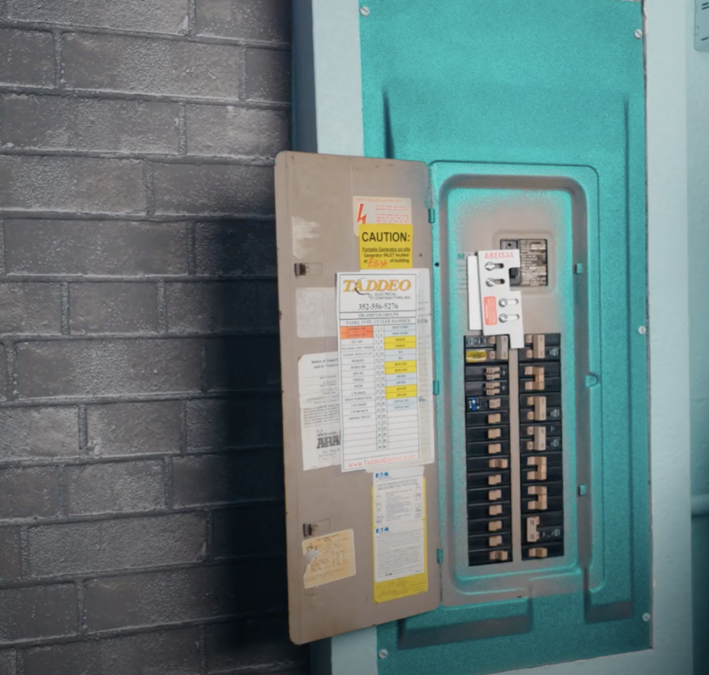 A breaker box with an interlock device installed