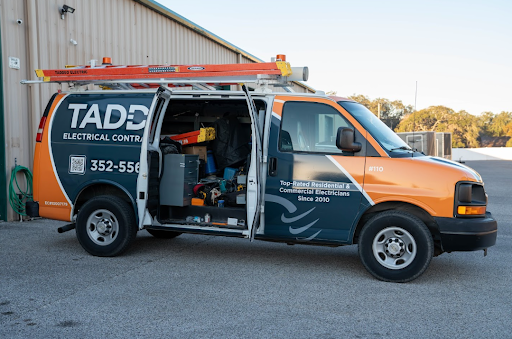 Taddeo Electric service van fully stocked with tools and equipment, serving residential and commercial customers across West Central Florida since 2010