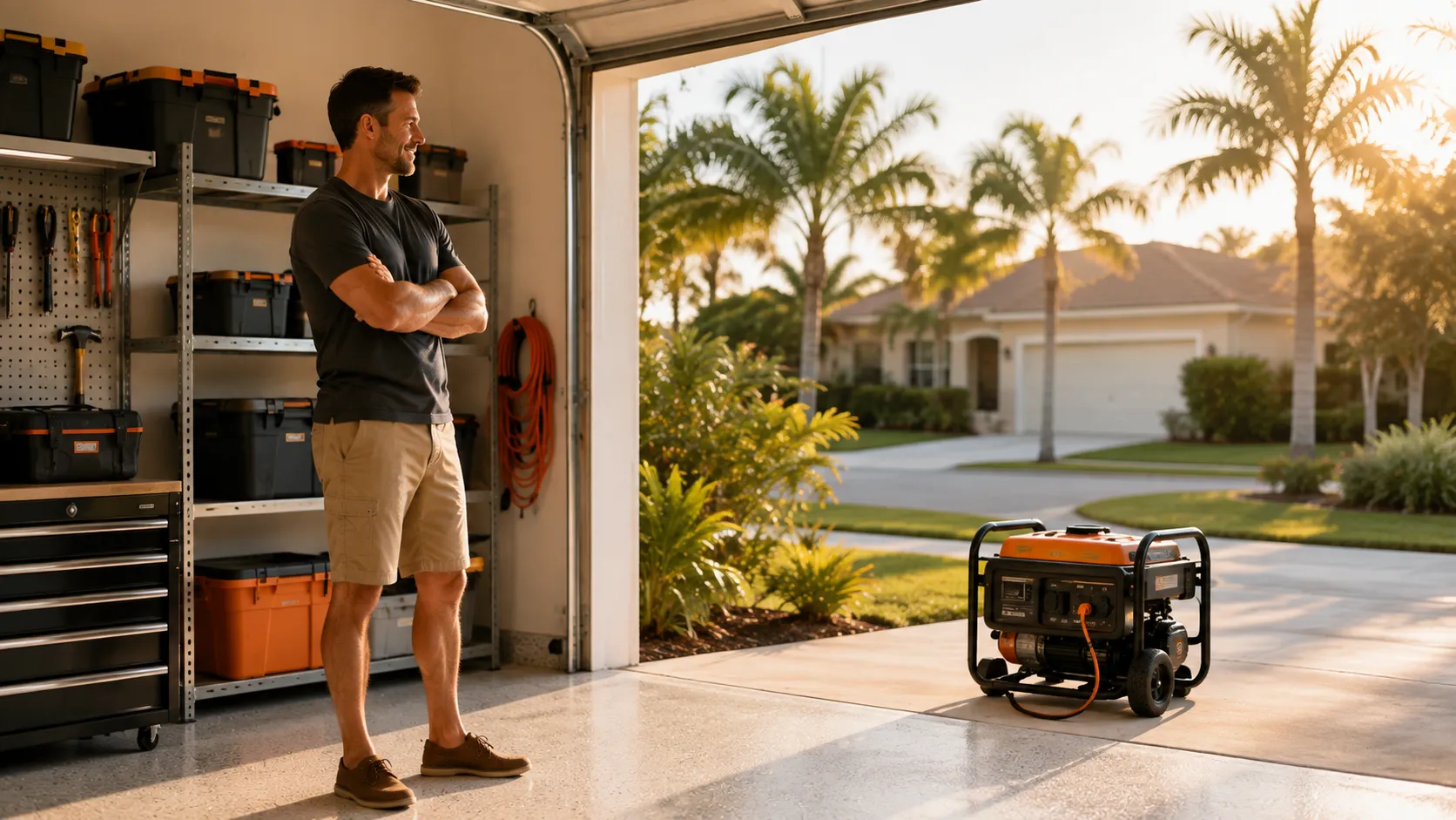 portable generator ready for transfer switch installation at home